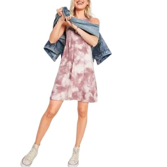Old Navy Dresses & Skirts - Old Navy Pink White Tie Dye Stretch Comfy Casual Sundress Dress